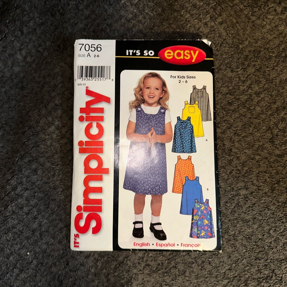 Simplicity Kids Dress Pattern - 7056 Size A 2-6